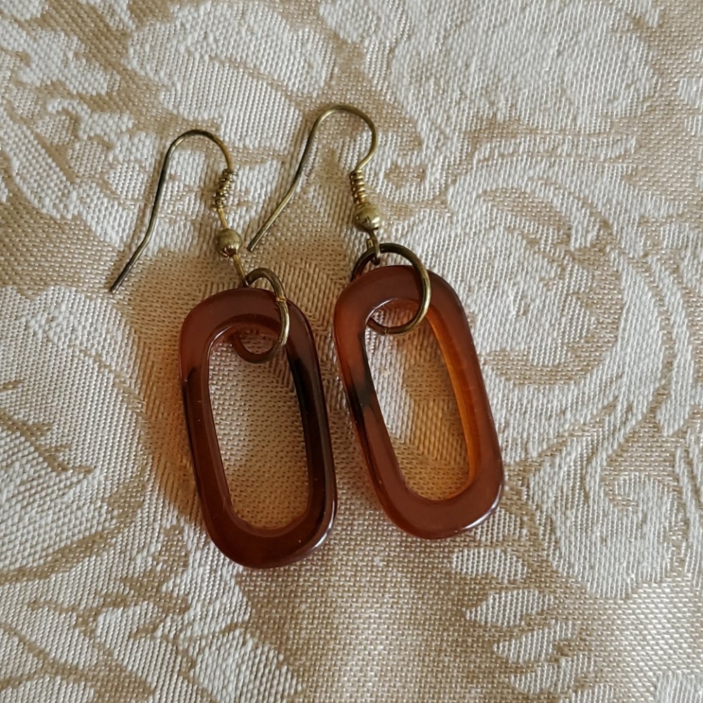 Faux Tortoiseshell Hoops Pierced Earrings
